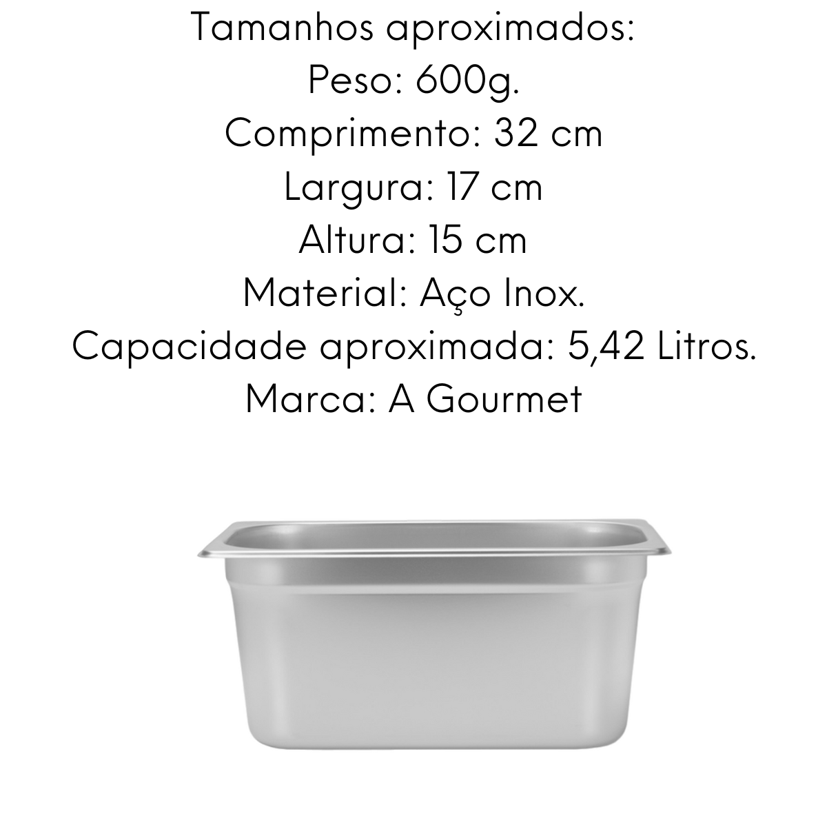 Cuba Gastronómica em Aço Inox 201 GN 1/3 5L Gourmet Mix