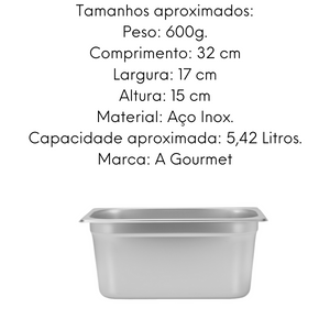 Cuba Gastronómica em Aço Inox 201 GN 1/3 5L Gourmet Mix