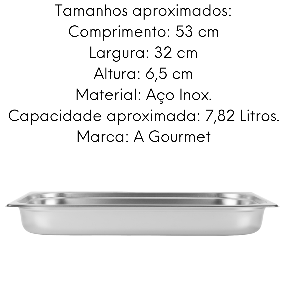 Cuba em Aço inox 201 GN 1/1 65mm 7,82L Gourmet Mix