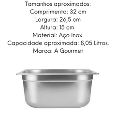 Cuba de Aço Inox 201 GN 1/2 150mm 8L Gourmet Mix