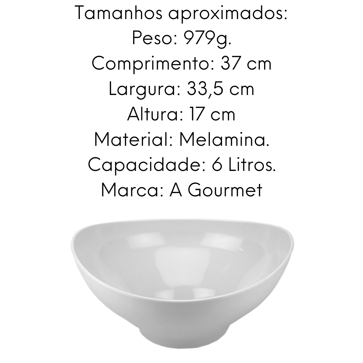 Tigela saladeira oval melamina 6L Gourmet Mix