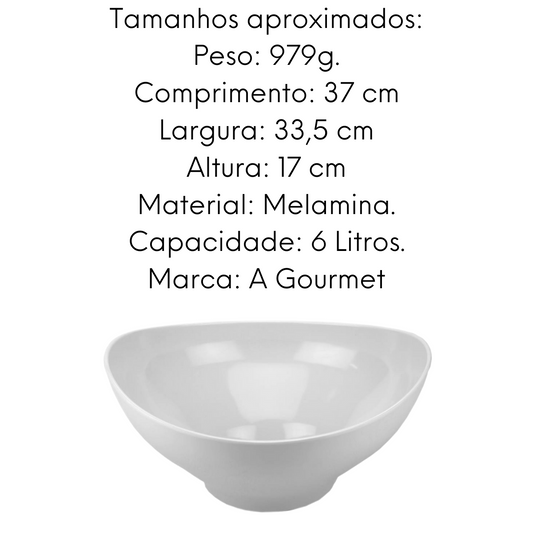 Tigela saladeira oval melamina 6L