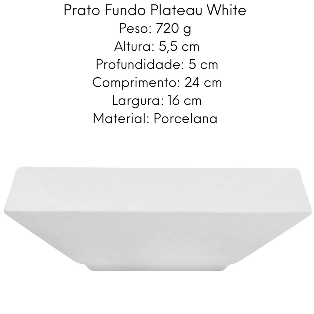 Prato Fundo de Porcelana Plateau White Oxford Oxford