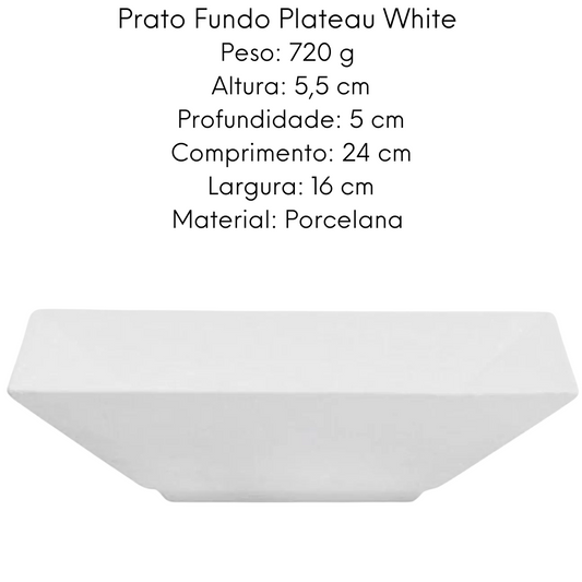 Prato Fundo de Porcelana Plateau White Oxford