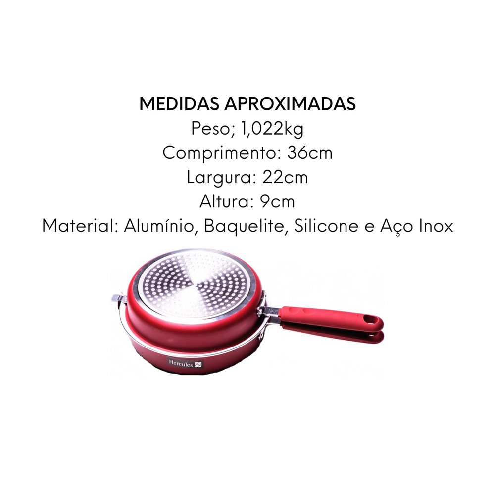 Frigideira Dupla Vermelha Multiuso Hercules