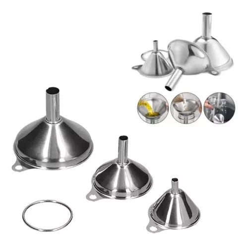 Conjunto 3 Funis em Aço Inox Hercules