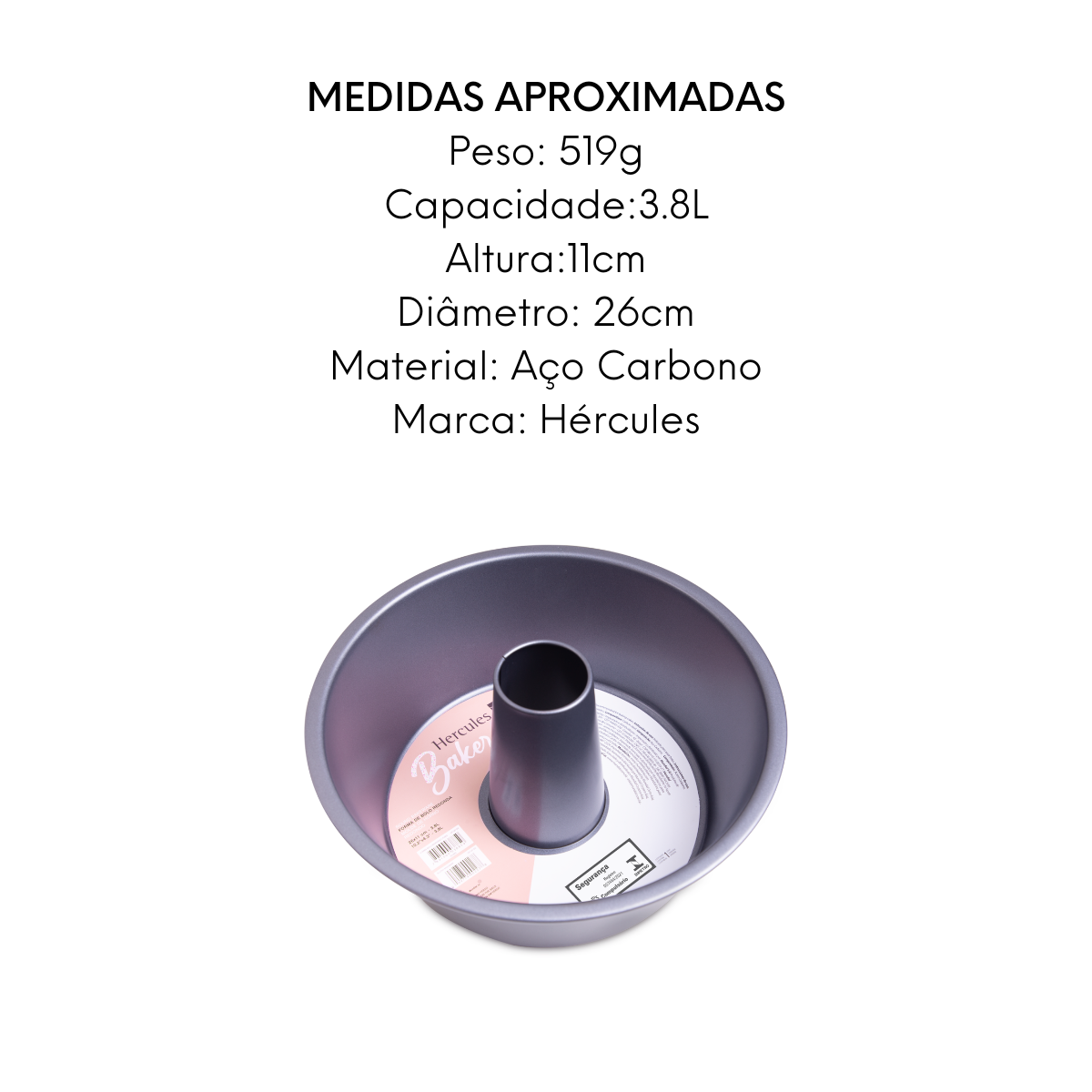 Forma de Bolo Redonda Com Furo Aço Carbono Hercules
