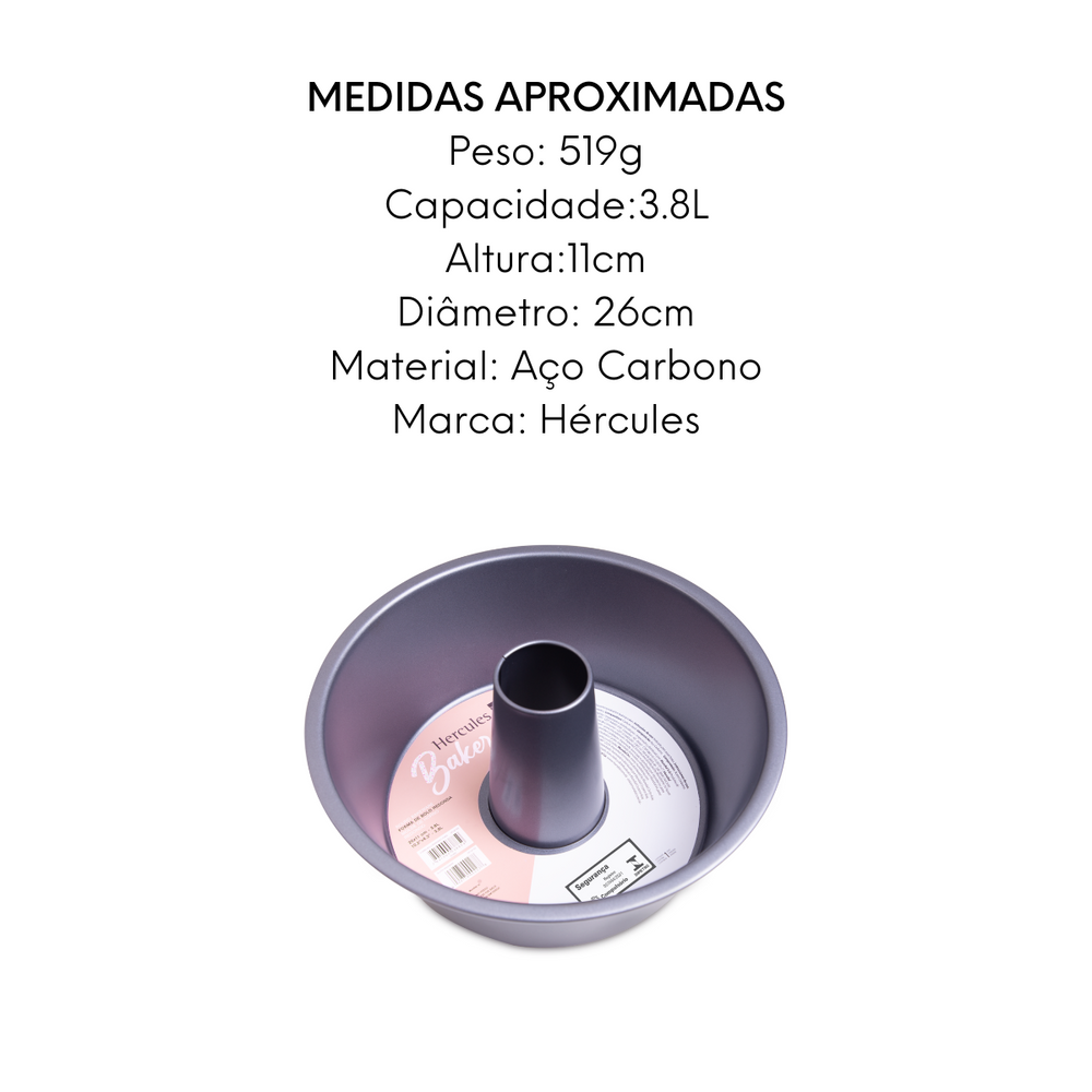Forma de Bolo Redonda Com Furo Aço Carbono Hercules