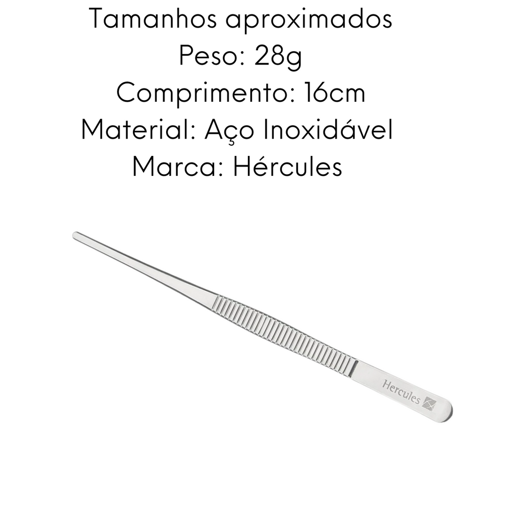 Pinça Culinária Ponta Reta em Aço Inox Hercules
