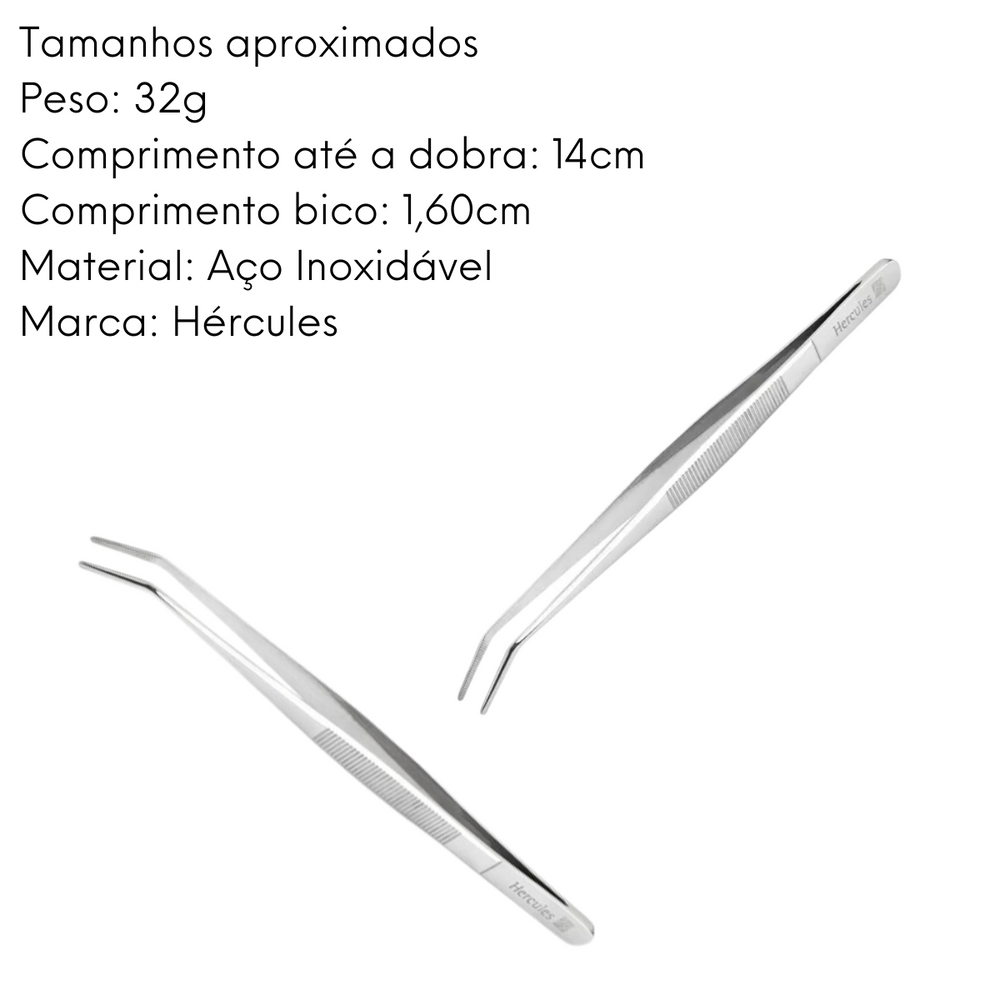 Pinça Culinária Ponta Dobrada Aço Inox Hercules