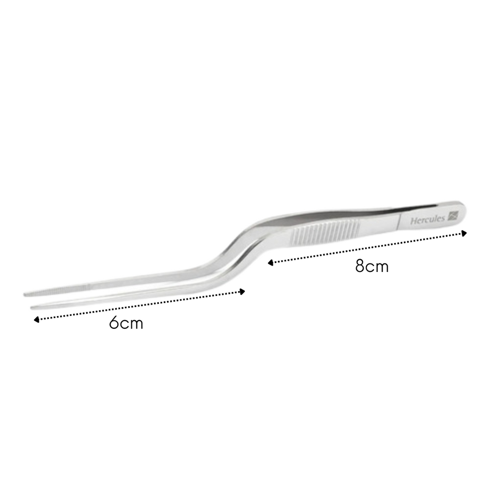 Pinça Culinária Curvada Ponta Reta em Aço Inox Hercules