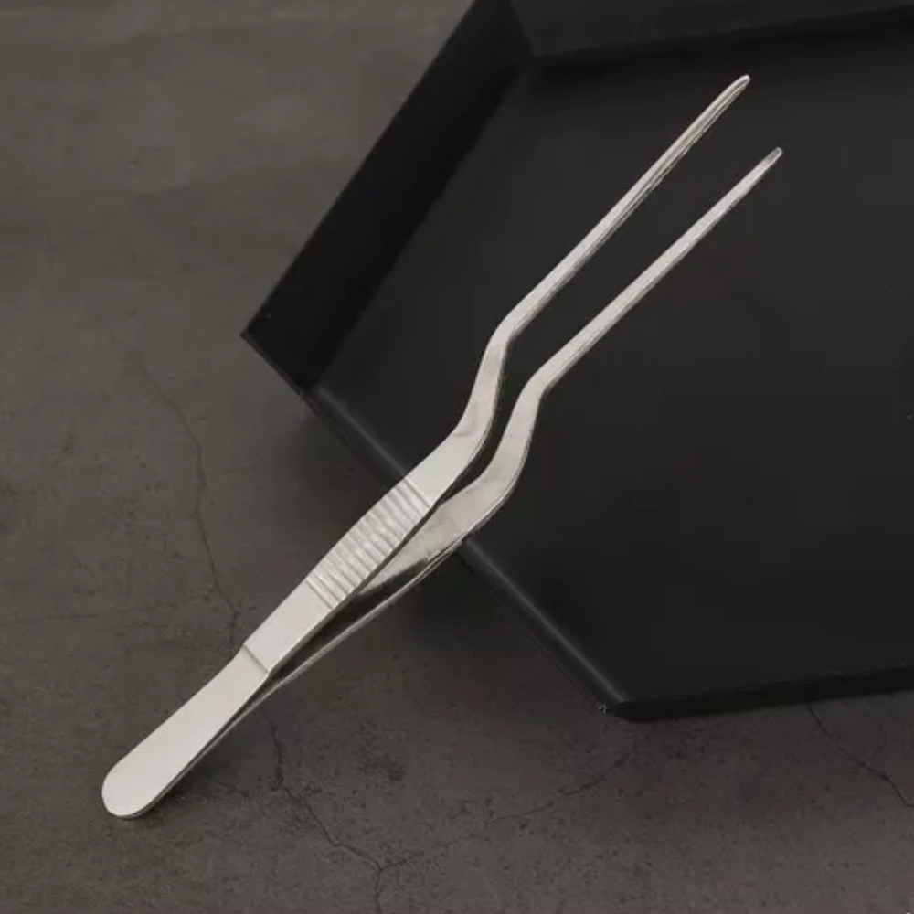 Pinça Culinária Curvada Ponta Reta em Aço Inox Hercules