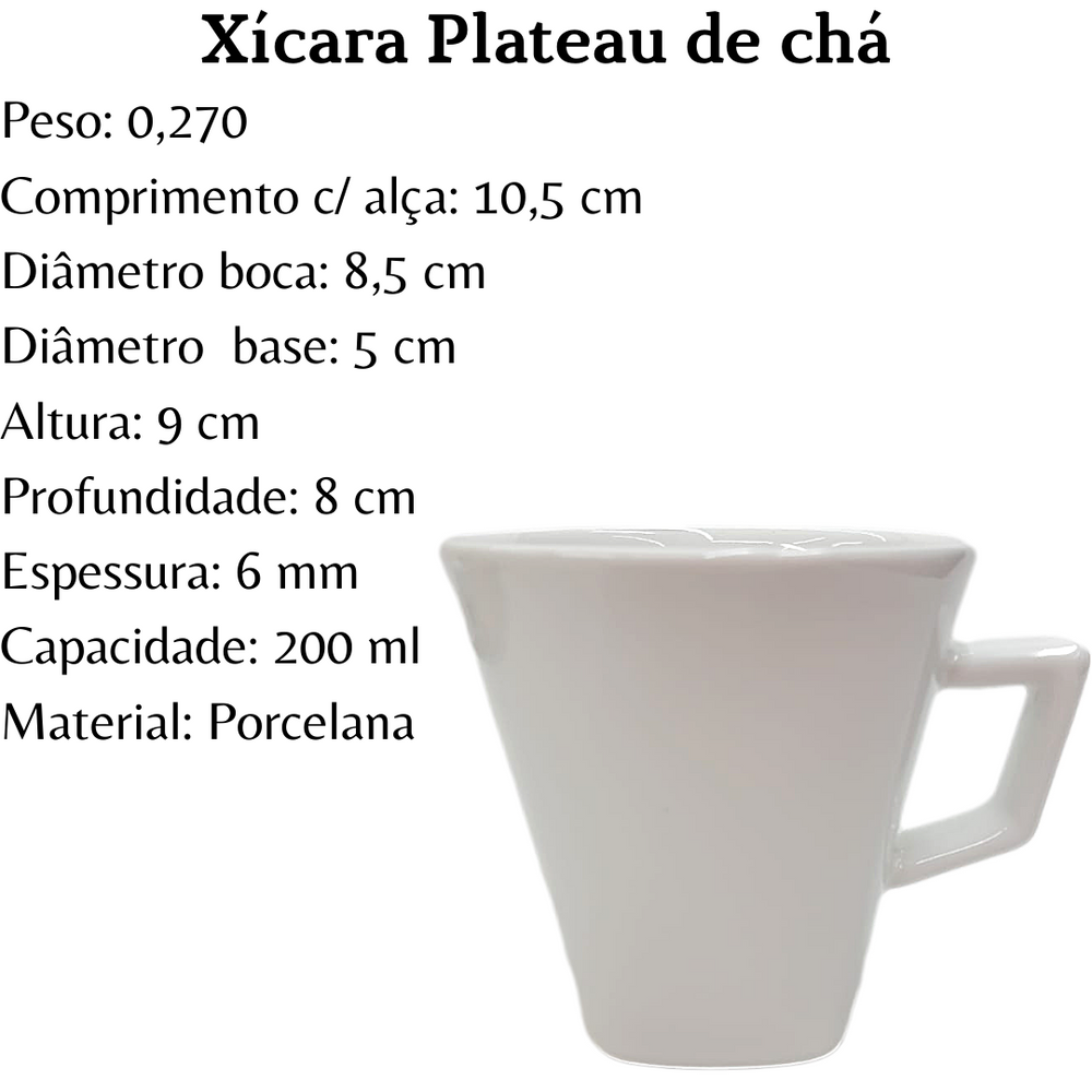 Xicara de Chá Plateau 200ml de Porcelana Oxford