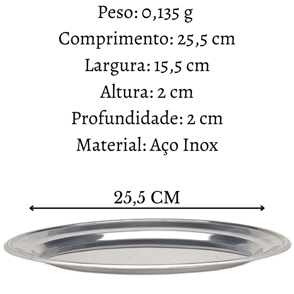 Travessa Oval 25cm de Aço Inox unyhome
