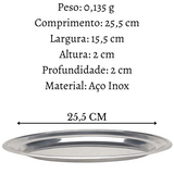 Travessa Oval 25cm de Aço Inox