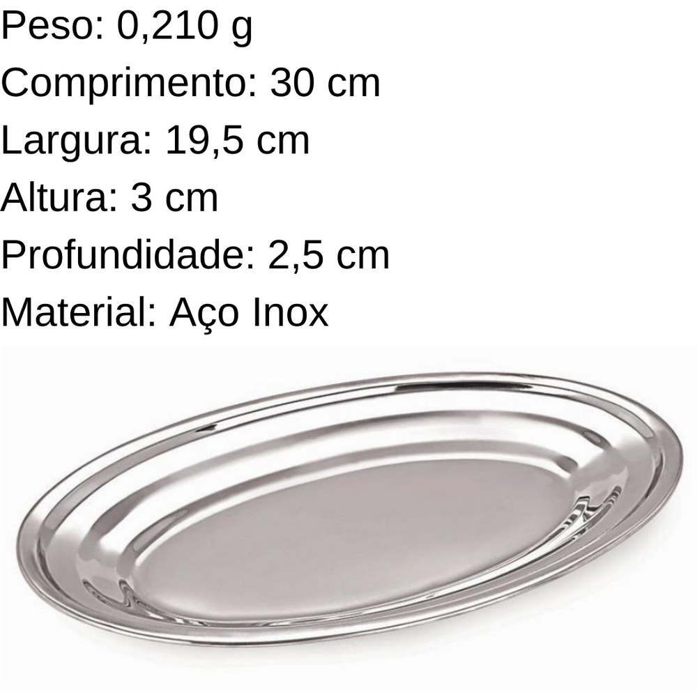 Travessa Oval 30cm em Aço Inox unyhome
