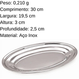 Travessa Oval 30cm em Aço Inox