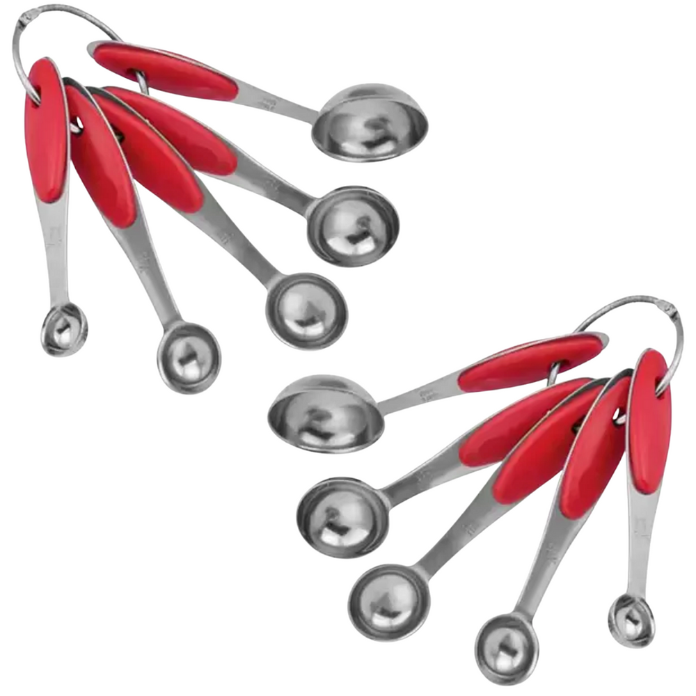 Kit 5 Colher de Medida Cabo Vermelho Aço Inox unyhome