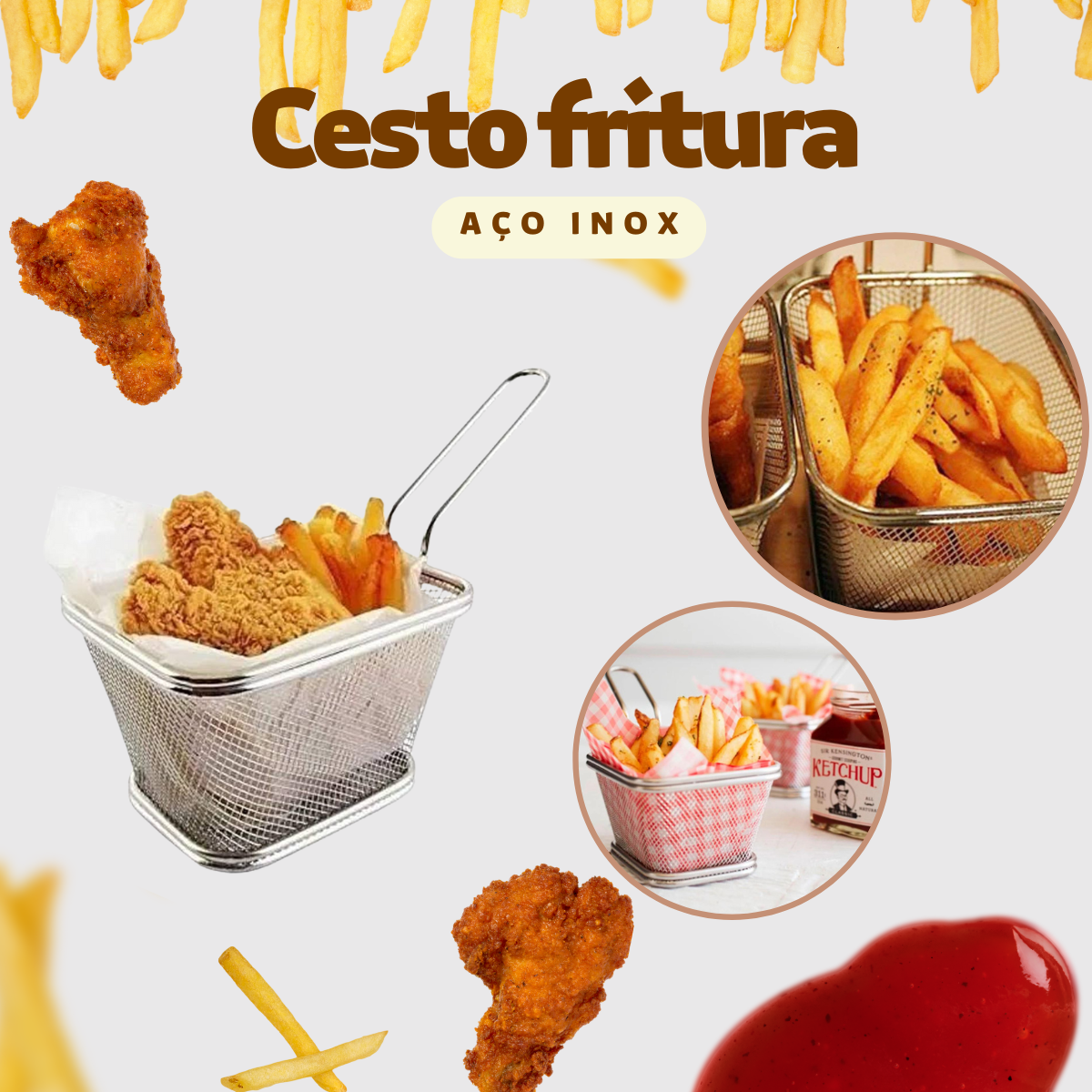 Peneira P/ Fritura Cesto Porções - A Gourmet