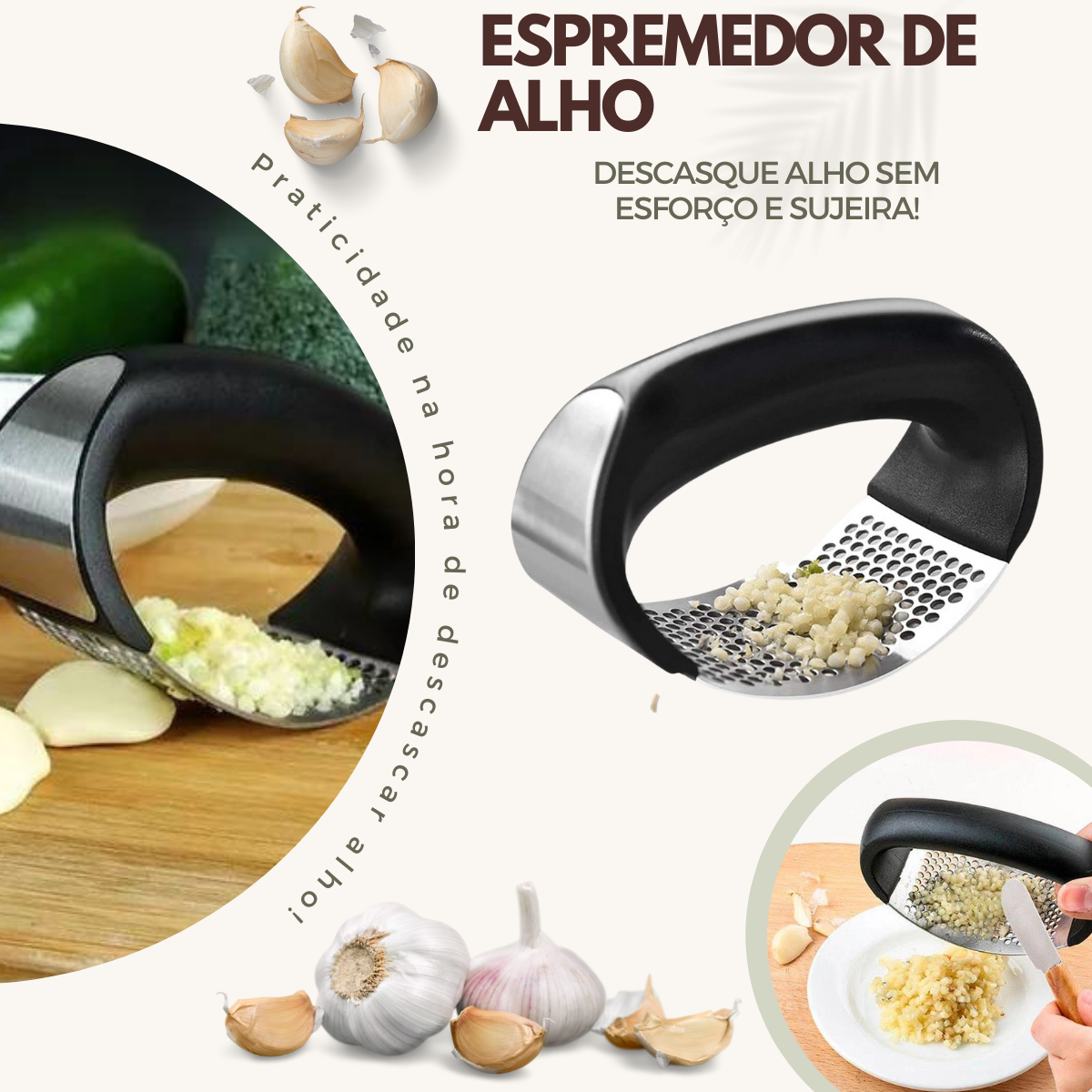 Espremedor de Alho Gangorra de Aço Inox - A Gourmet