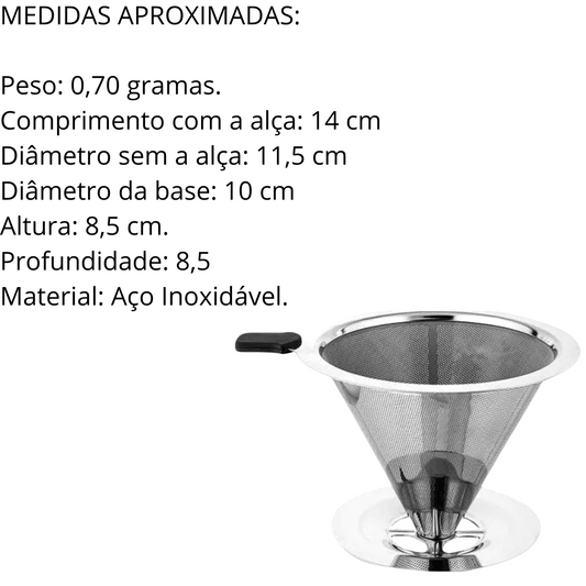 Coador de Café Reutilizável de Aço Inox 8,5cm