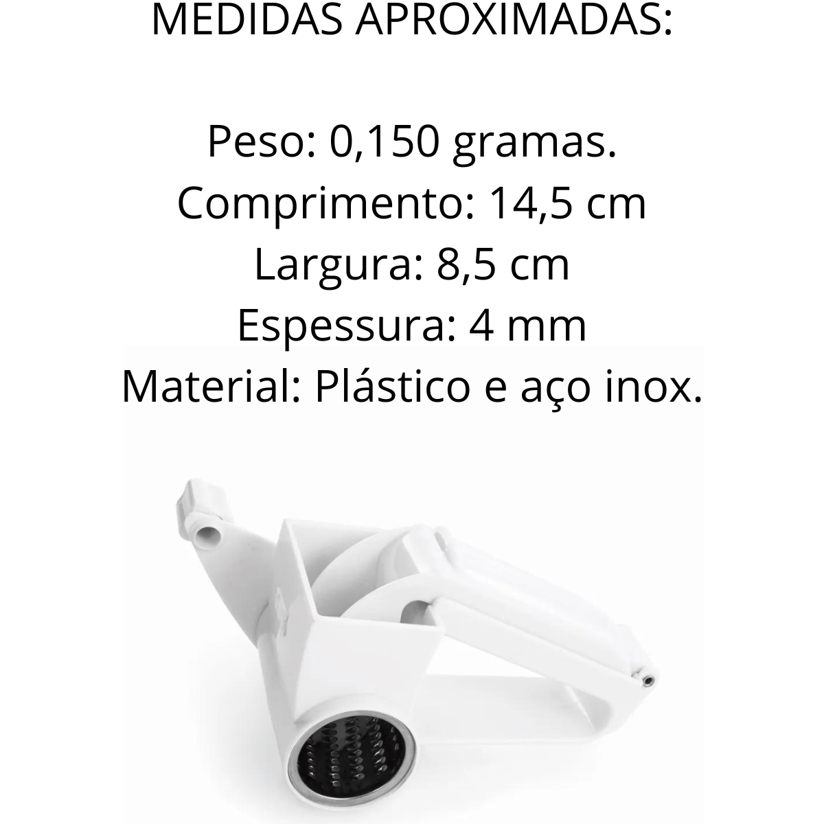 Ralador de Queijo Manual Portátil Branco - A Gourmet