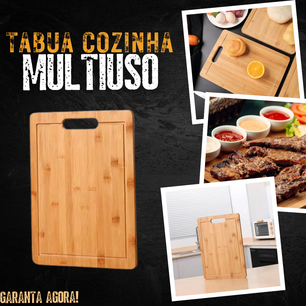 Tabua Cozinha Multiuso Retangular de Madeira - A Gourmet