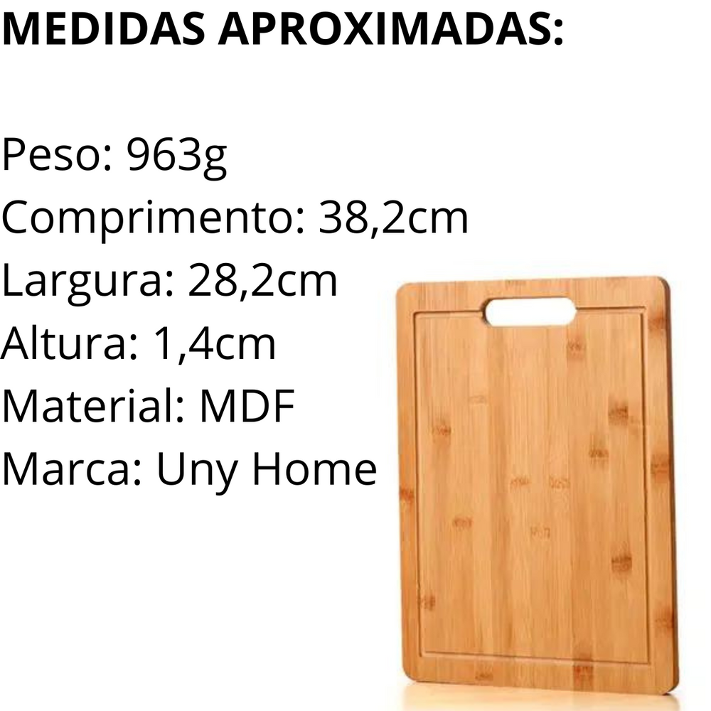 Tabua Cozinha Multiuso Retangular de Madeira - A Gourmet