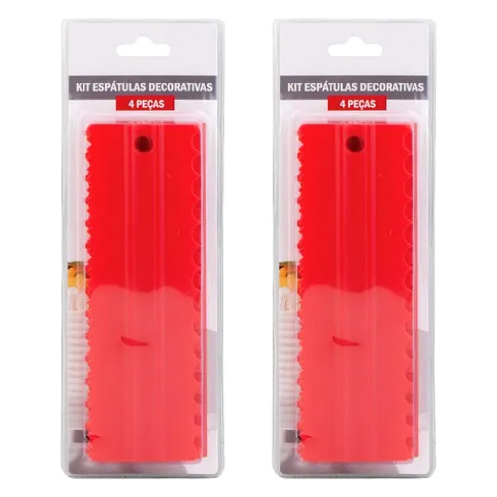 Kit 4 Espatula Decorativa Vermelha unyhome