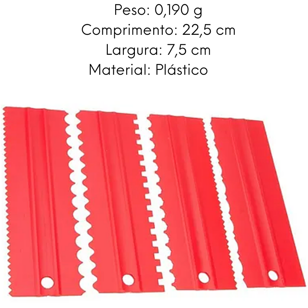Kit 4 Espatula Decorativa Vermelha unyhome