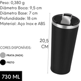 Copo em Aço Inox 730ml Com Tampa ABS Com Abridor de Garrafa Acoplado