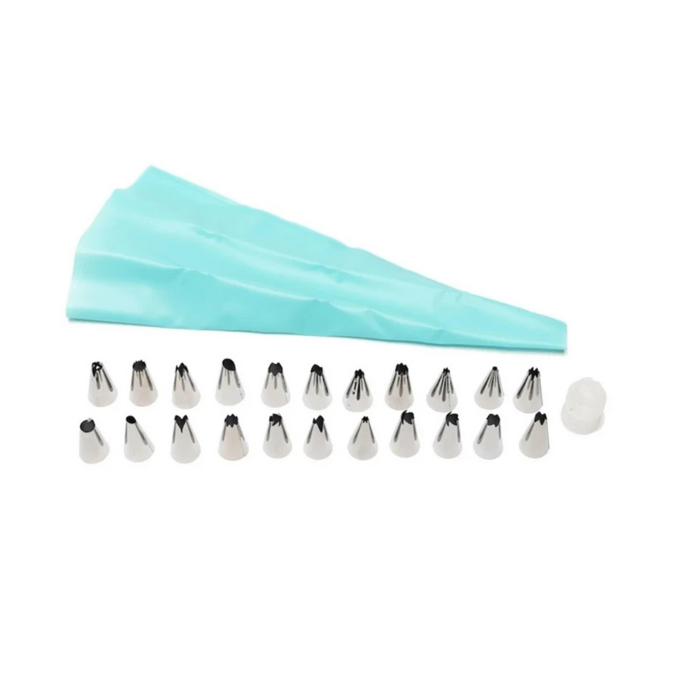 Saco de Confeitar Plastico com 22 Bicos Aço Inox - A Gourmet