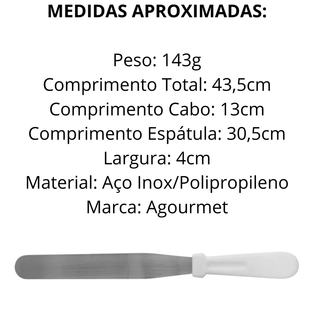 Espatula de Confeitar em Aço Inox 12'' - A Gourmet
