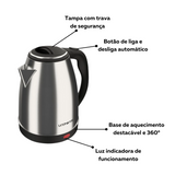 Chaleira Elétrica 127V C/ Base de Aquecimento 1,8L - A Gourmet
