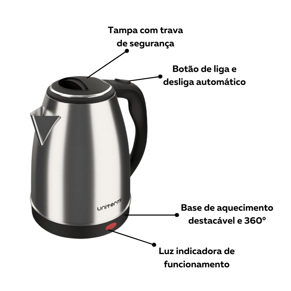 Chaleira Elétrica 127V C/ Base de Aquecimento 1,8L - A Gourmet
