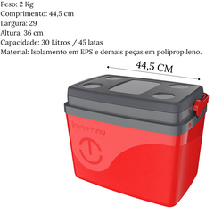 Caixa Térmica Vermelha 30Litros - A Gourmet