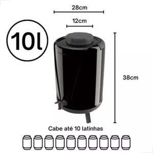Botijão Térmico Com Torneira 10l Arezzo Preto - A Gourmet