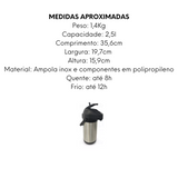 Garrafa Térmica Madri 2,5L Preta de Aço Inox