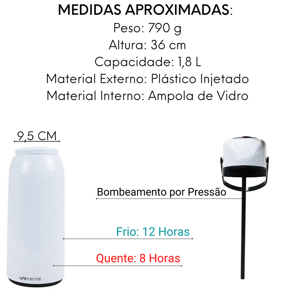 Garrafa Termica Verona Branca 1,8L Unitermi
