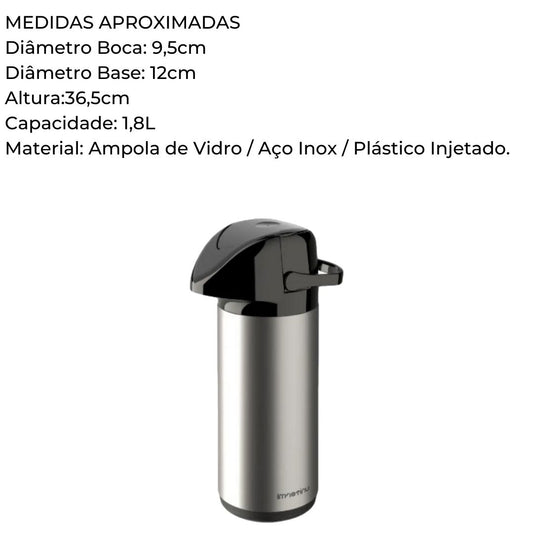 Garrafa Térmica Pressão Verona Aço Inox