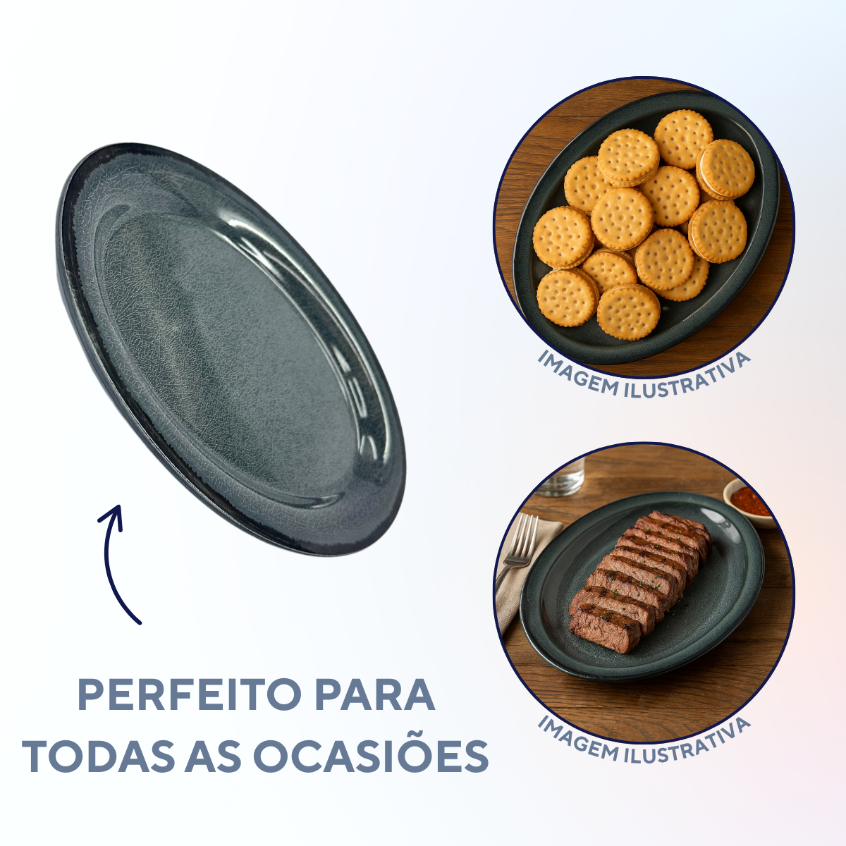 Travessa Oval Chumbo M de Melamina - A Gourmet