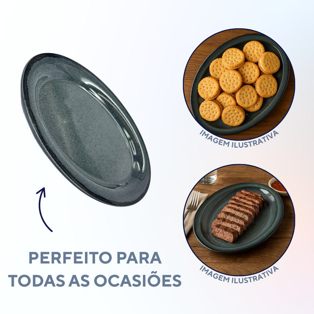 Travessa Oval Chumbo M de Melamina - A Gourmet