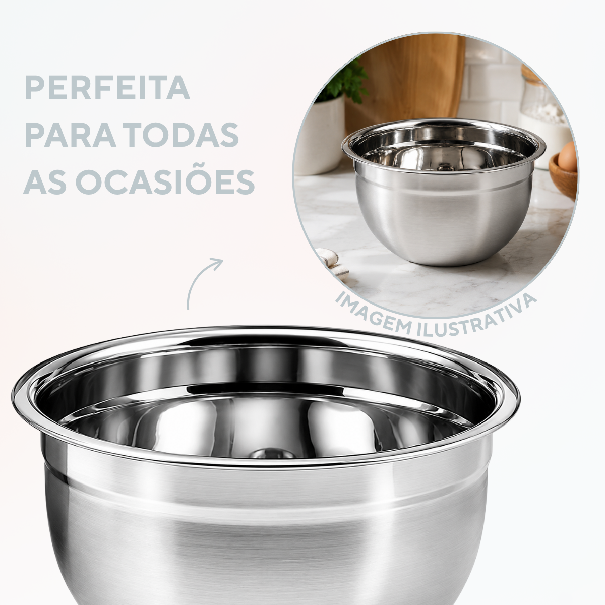 Tigela Bowl Cumbuca Saladeira Aço Inox
