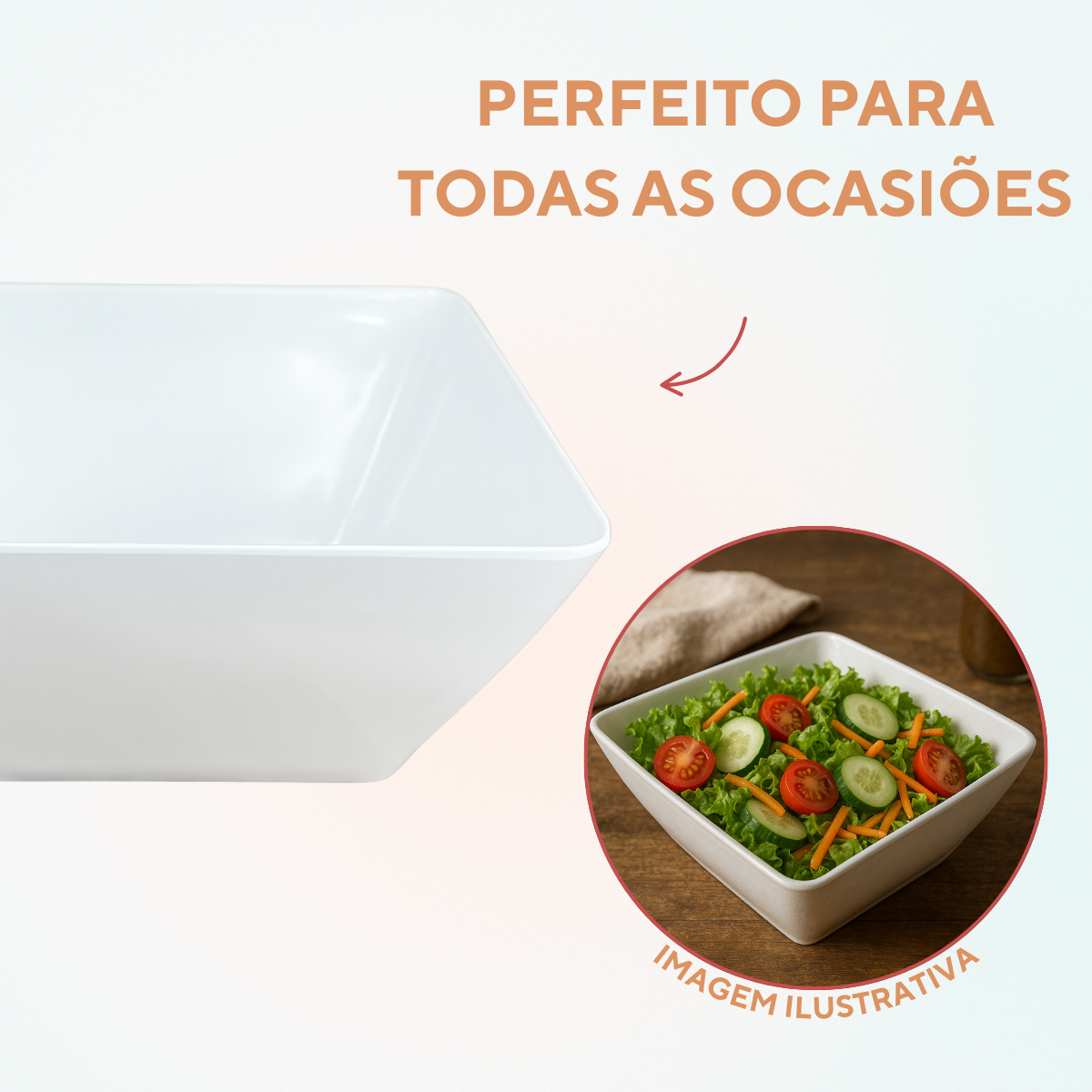 Travessa Quadrada Melamina Saladeira