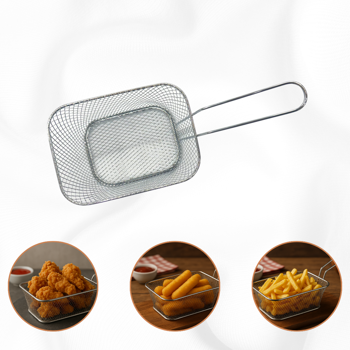 Cesto Servir Porção Metal Cromado - A Gourmet