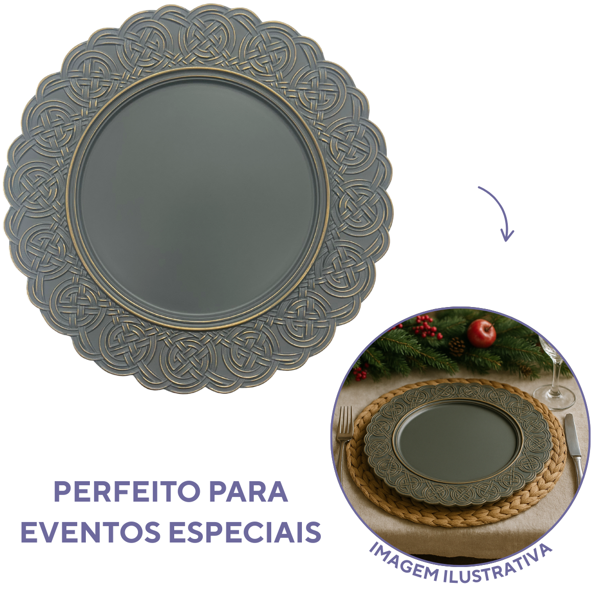 Sousplat cinza elegante