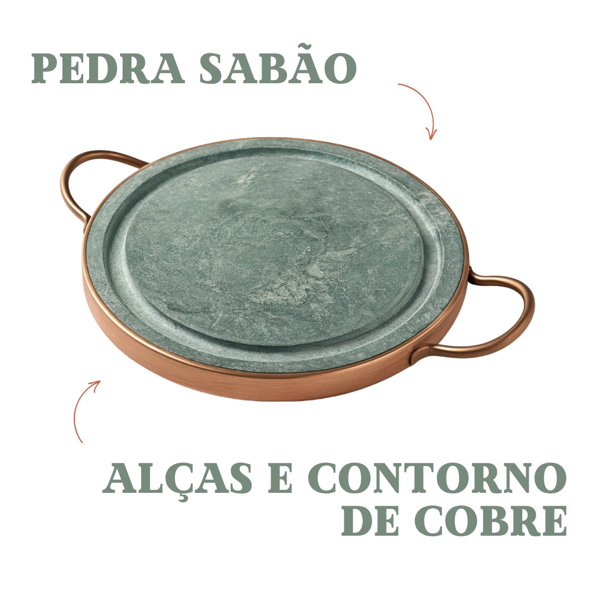 Grelha Pedra Sabão Alça Cobre