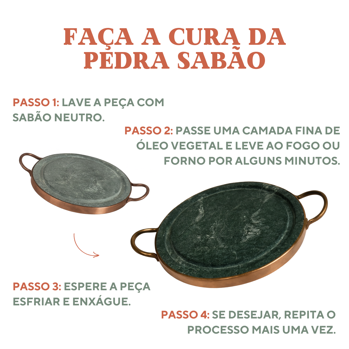 Grelha Pedra Sabão Alça Cobre