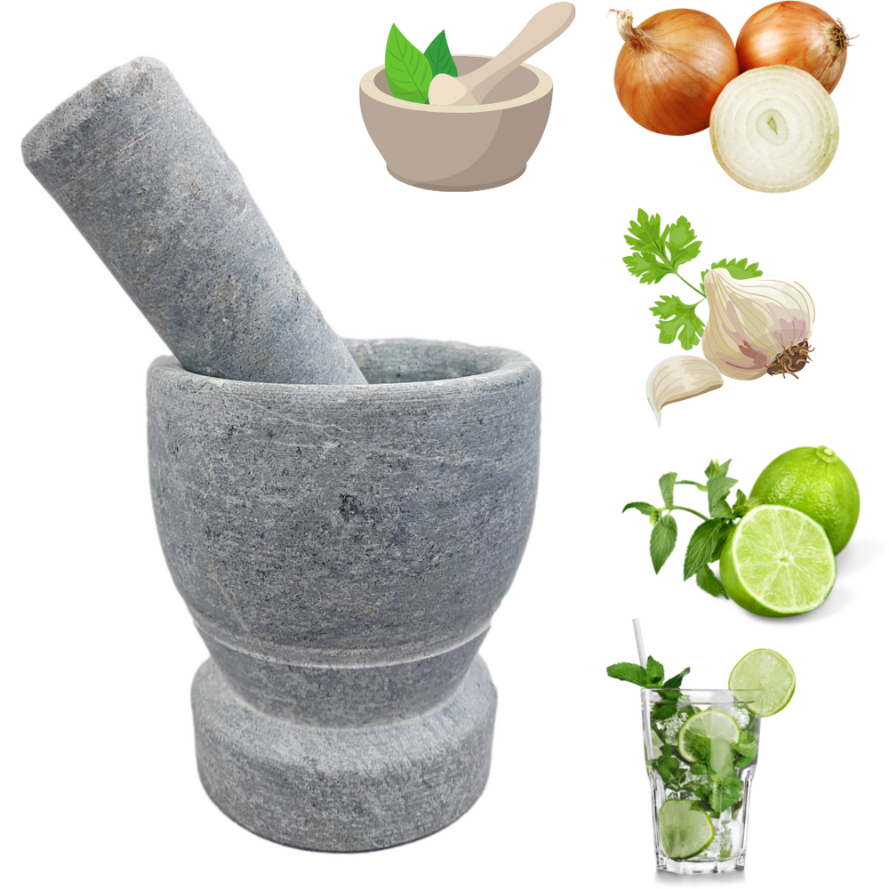 Pilão em Pedra Sabão M com Base Val Pedra Sabão