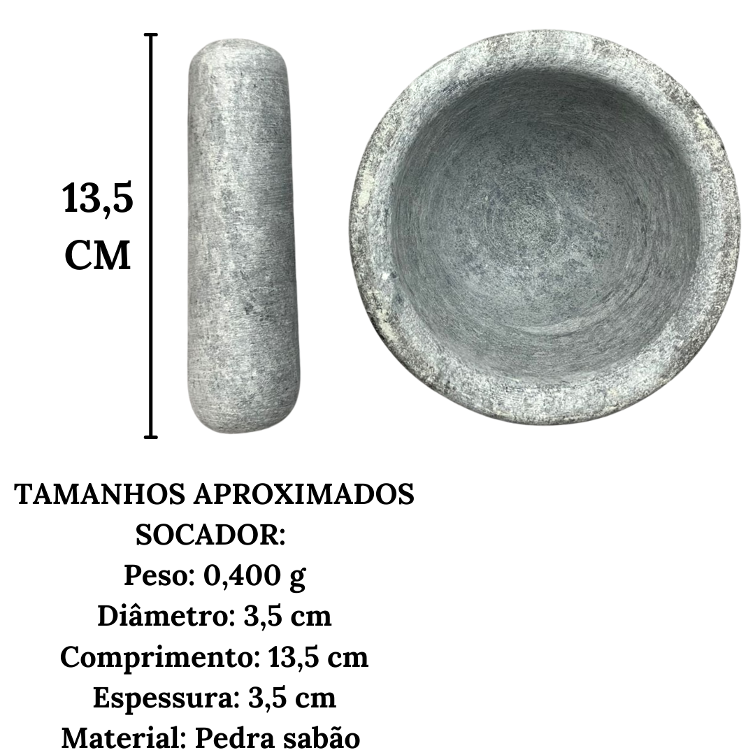 Pilão Socador Pedra Sabão